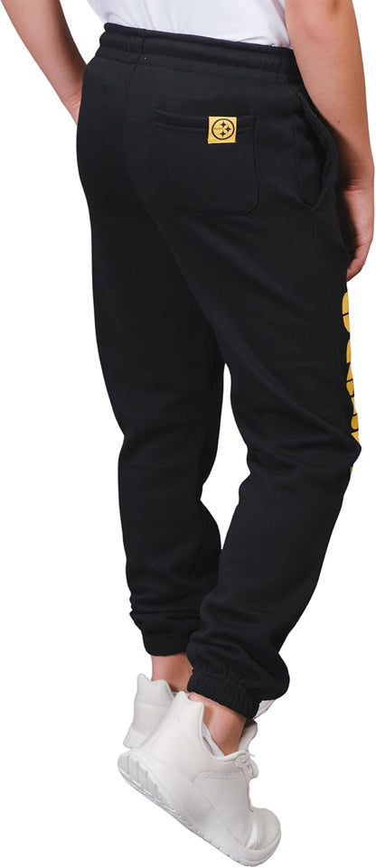 Ultra Game NFL Official Youth Super Soft Game Day Jogger Sweatpants, Pittsburgh Steelers, Black|Pittsburgh Steelers