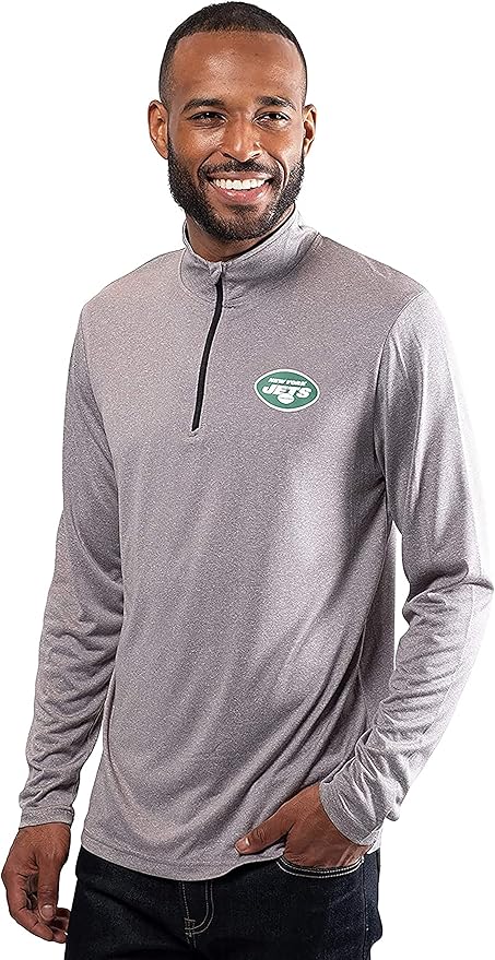 NFL Official Adults Super Soft Quarter Zip Long Sleeve T-Shirt - Unisex|New York Jets