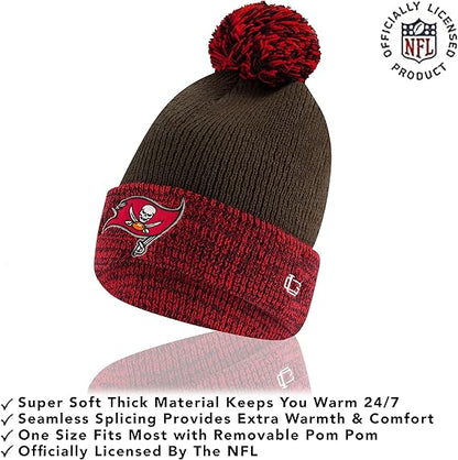 Ultra Game NFL Official Youth Super Soft Two Tone Winter Beanie Knit Hat with Extra Warm Touch Screen Gloves, Tampa Bay Buccaneers, Team Color, One Size|Tampa Bay Buccaneers