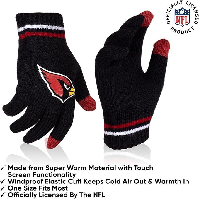 Ultra Game NFL Official Youth Super Soft Winter Beanie Knit Hat With Extra Warm Touch Screen Gloves, Arizona Cardinals, Team Color 1, 1 SIZE|Arizona Cardinals