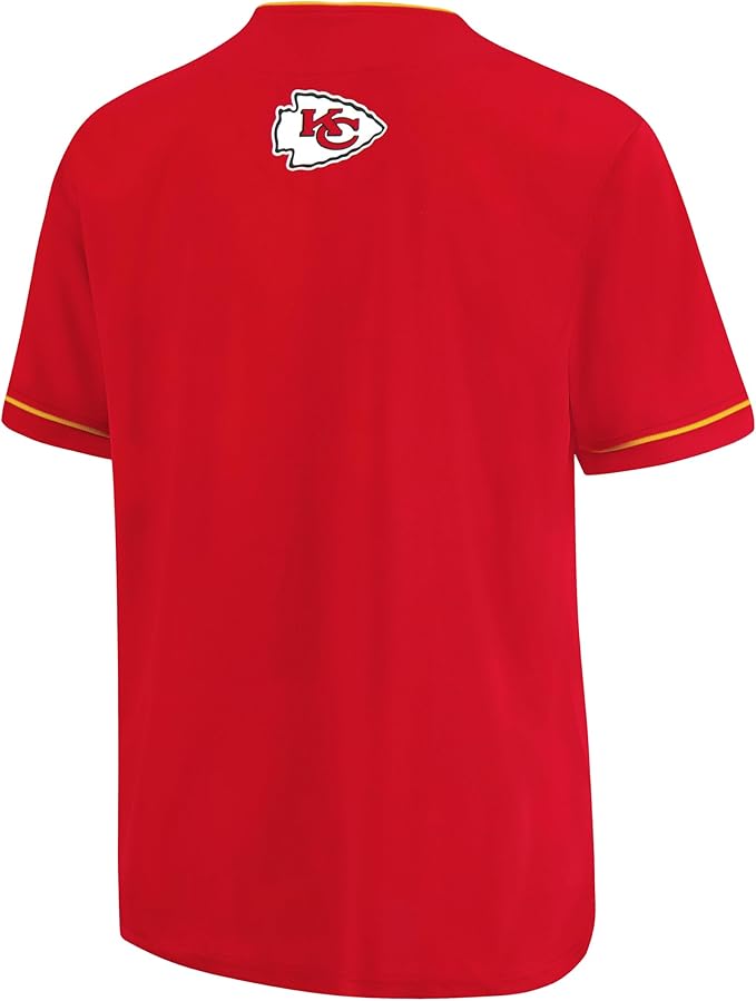 NFL Official Adults Game Day Button Down Baseball Mesh Jersey Shirt|Kansas City Chiefs