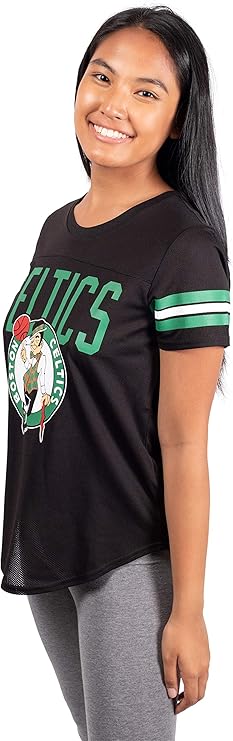 Ultra Game NBA Official Women's Soft Mesh T-Shirt, Boston Celtics, Black|Boston Celtics