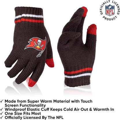 Ultra Game NFL Official Youth Super Soft Winter Beanie Knit Hat With Extra Warm Touch Screen Gloves, Tampa Bay Buccaneers, Team Color 1, 1SIZE|Tampa Bay Buccaneers