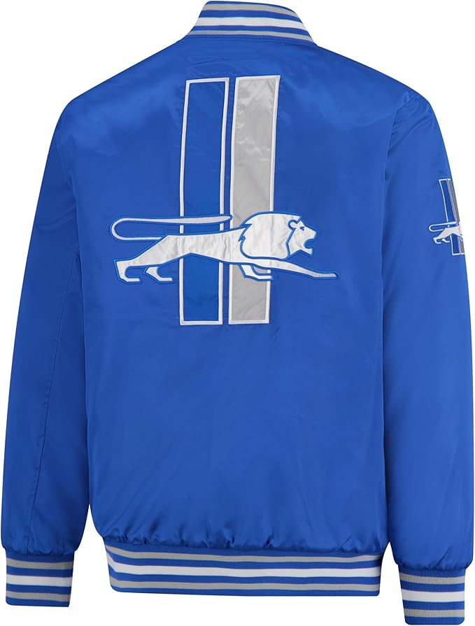 Ultra Game NFL Official Adults Supreme Satin Heritage Jacket, Detroit Lions, Supreme Satin|Detroit Lions