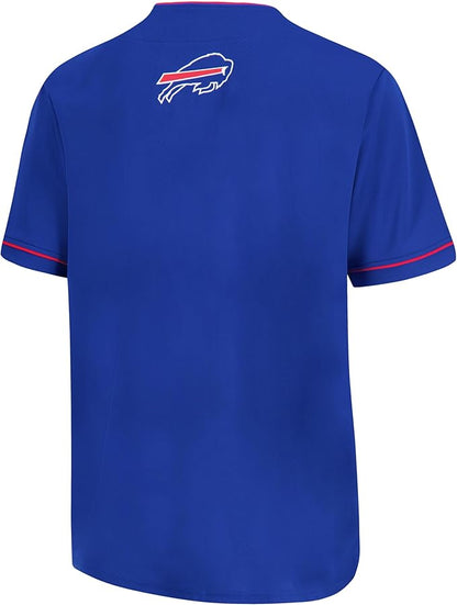 NFL Official Adults Game Day Button Down Baseball Mesh Jersey Shirt - Unisex|Buffalo Bills