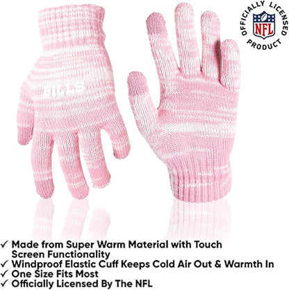 Ultra Game Adults Unisex NFL Official Super Soft Winter Beanie Knit Hat with Extra Warm Touch Screen Gloves|Buffalo Bills