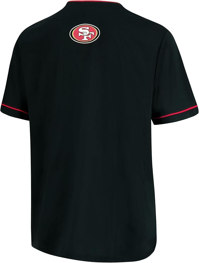 NFL Official Adults Game Day Button Down Baseball Mesh Jersey Shirt - Unisex|San Francisco 49ers