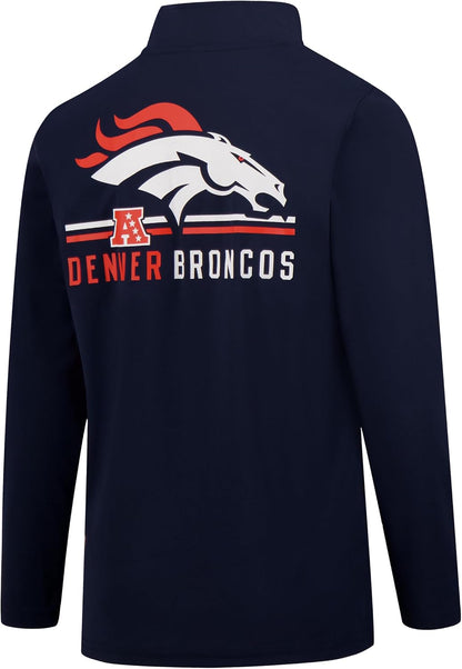 Ultra Game NFL Official Adults Super Soft Quarter Zip Long Sleeve T-Shirt - Unisex Denver Broncos|Denver Broncos