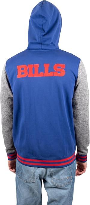 Ultra Game NFL Official Adults Ultimate Full Zip Varsity Hoodie Sweatshirt Jacket - Unisex, Buffalo Bills, Team Color|Buffalo Bills