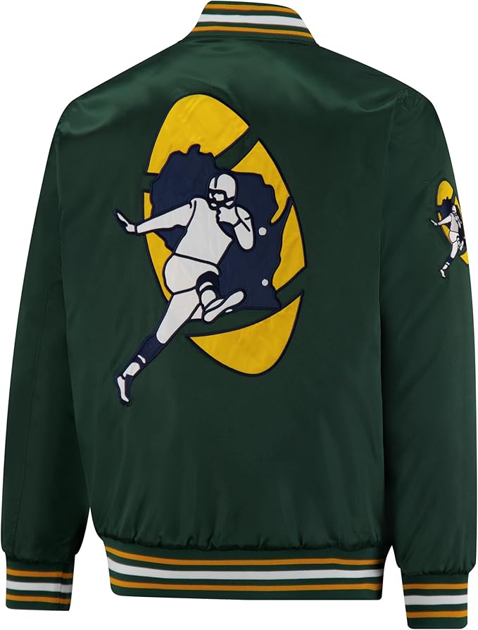 Ultra Game NFL Official Adults Supreme Satin Heritage Jacket, Green Bay Packers, Supreme Satin|Green Bay Packers