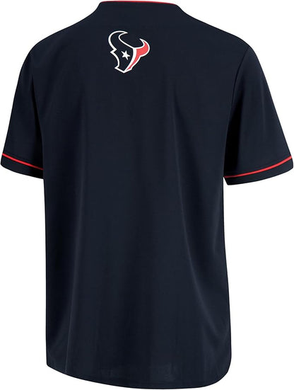 NFL Official Adults Game Day Button Down Baseball Mesh Jersey Shirt - Unisex|Houston Texans