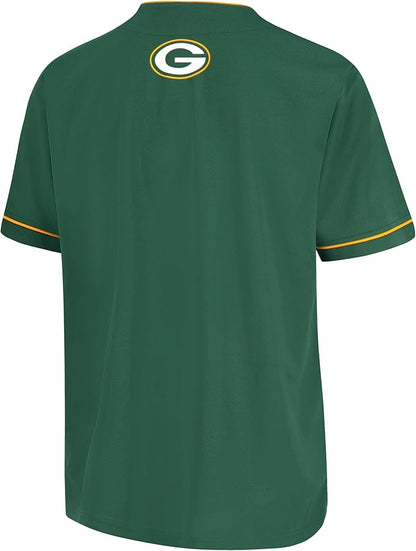 NFL Official Adults Game Day Button Down Baseball Mesh Jersey Shirt - Unisex|Green Bay Packers