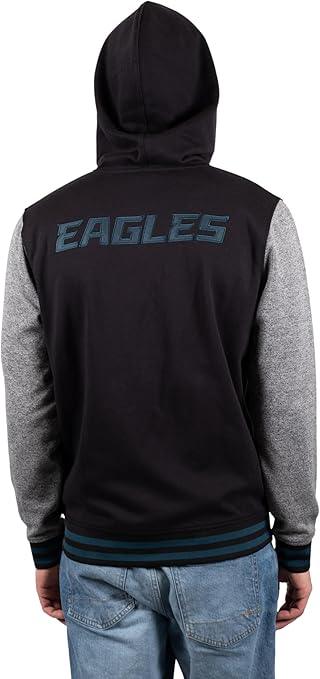 Ultra Game NFL Official Adults Ultimate Full Zip Varsity Hoodie Sweatshirt Jacket - Unisex, Philadelphia Eagles, Team Color|Philadelphia Eagles