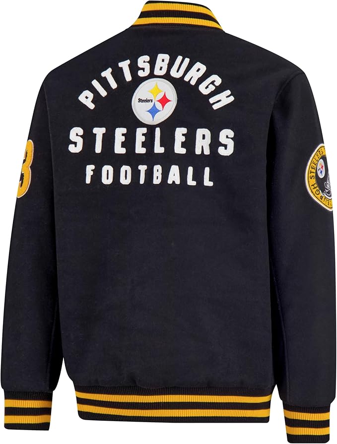 NFL Official Adults Classic Varsity Coaches Jacket Coat - Unisex|Pittsburgh Steelers