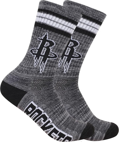 Ultra Game NBA Official Youth Athletic Cushioned Secure Fit Team Crew Socks, Houston Rockets, Assorted, Y9-11|Houston Rockets