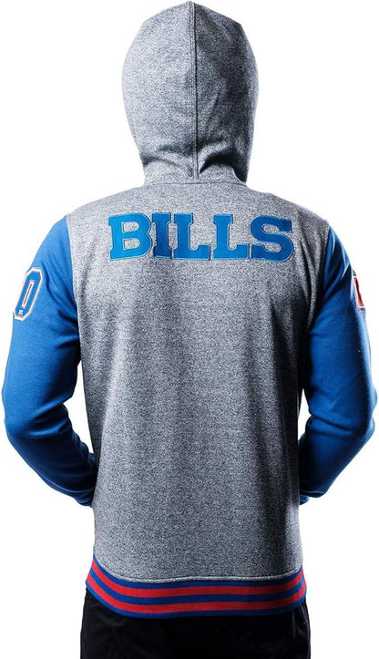 Ultra Game NFL Official Adults Super Soft Supreme Full Zip Varsity Hoodie Sweatshirt Jacket-Unisex, Buffalo Bills, Heather Gray|Buffalo Bills