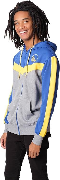 Ultra Game NBA Official Men’s Contrast Back Cut Full Zip Hoodie Sweatshirt - Unisex, Golden State Warriors, Team Color|Golden State Warriors