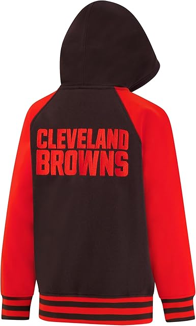 Ultra Game NFL Official Boy's Super Soft Full Zip Varsity Hoodie Sweatshirt, Cleveland Browns, Team Color 2024|Cleveland Browns