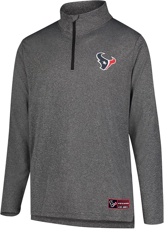 NFL Official Adults Super Soft Quarter Zip Long Sleeve T-Shirt - Unisex|Houston Texans