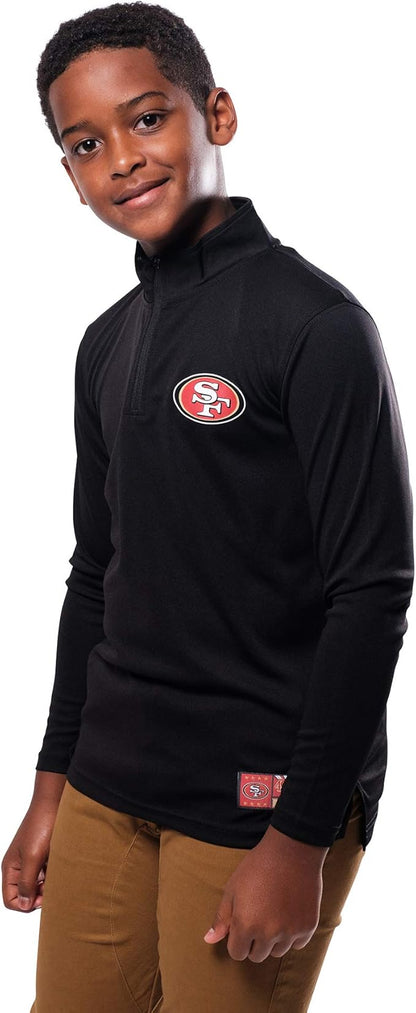 NFL Official Youth Super Soft Quarter Zip Long Sleeve T-Shirt|San Francisco 49ers