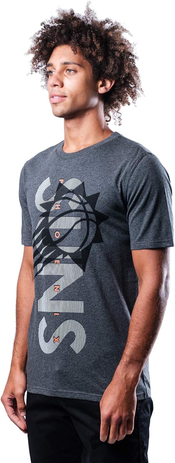 Ultra Game NBA Official Men‚Äôs Upright Logo Short Sleeve T- Shirt - Unisex, Phoenix Suns, Heather Charcoal|Phoenix Suns