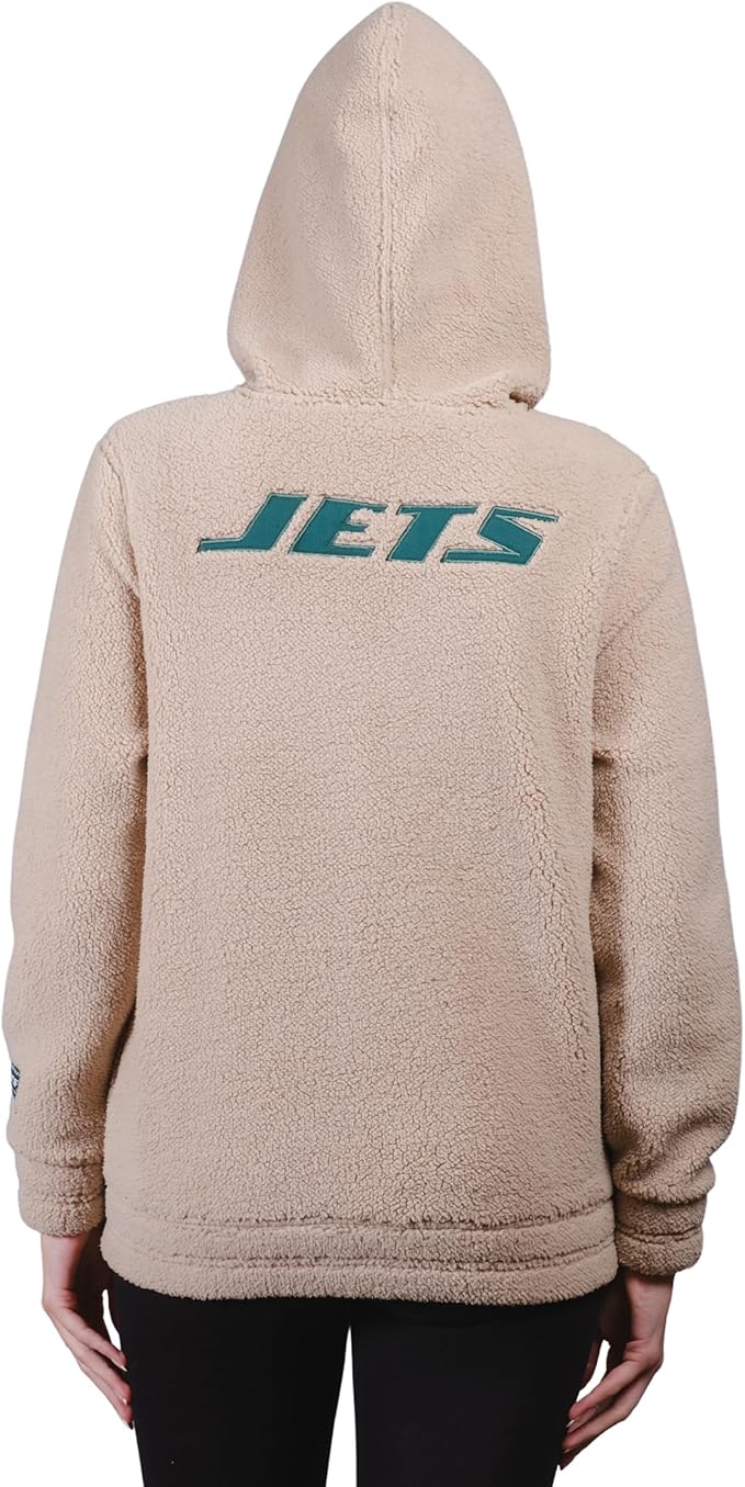 NFL Official Women's Super Soft Sherpa Full Zip Hoodie Sweatshirt Jacket|New York Jets