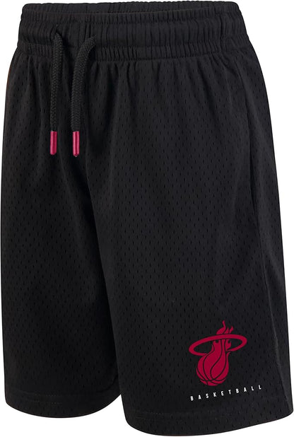 Ultra Game Youth's NBA Official Super Soft T-Shirt & Shorts 2-Piece Set, Miami Heat, Heather Charcoal|Miami Heat