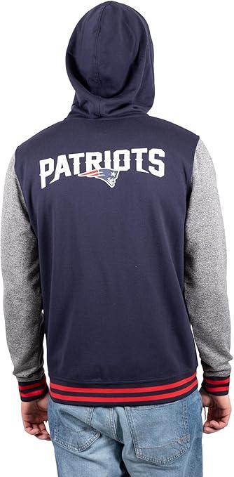 Ultra Game NFL Official Adults Ultimate Full Zip Varsity Hoodie Sweatshirt Jacket - Unisex, New England Patriots, Team Color|New England Patriots