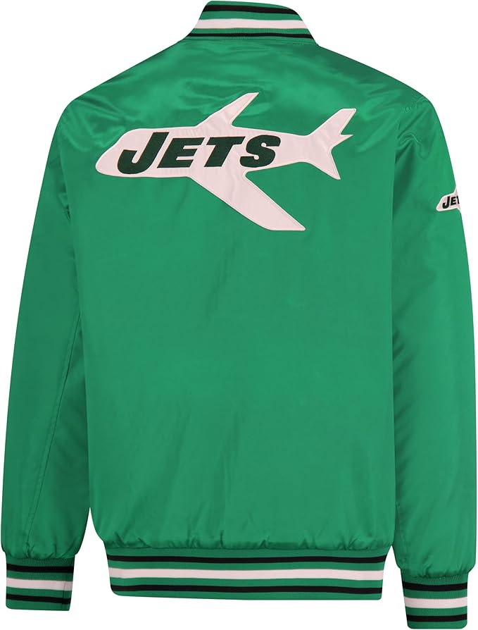 Ultra Game NFL Official Adults Supreme Satin Heritage Jacket, New York Jets, Supreme Satin|New York Jets