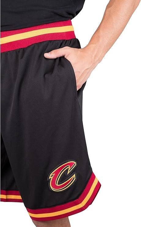 Ultra Game NBA Official Men’s Active Knit Basketball Training Shorts - Unisex, Cleveland Cavaliers, Black|Cleveland Cavaliers