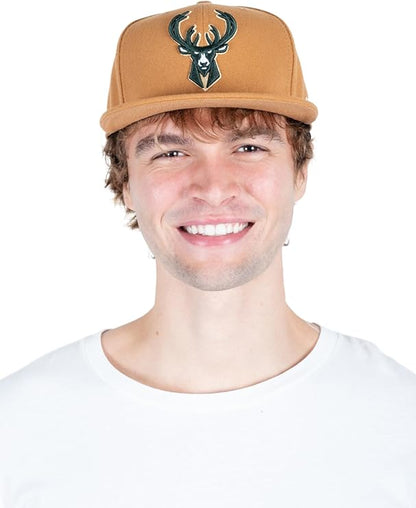 Ultra Game Adults Unisex's NBA Official Snap Back Canvas Baseball Cap Hat, Milwaukee Bucks, One Size|Milwaukee Bucks