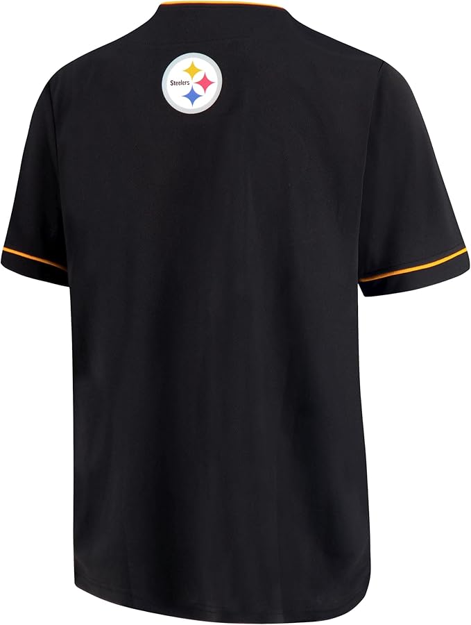 Ultra Game NFL Official Adults Game Day Button Down Baseball Mesh Jersey Shirt - Unisex, Pittsburgh Steelers, Team Color|Pittsburgh Steelers