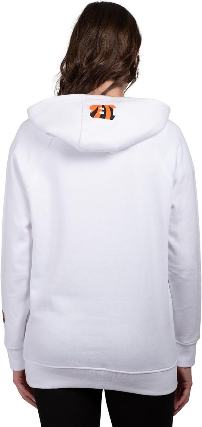 NFL Official Women's Super Soft Tie Neck Pullover Hoodie Sweatshirt|Cincinnati Bengals