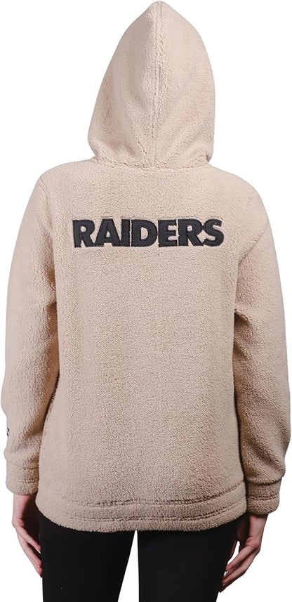 NFL Official Women's Super Soft Sherpa Full Zip Hoodie Sweatshirt Jacket|Las Vegas Raiders