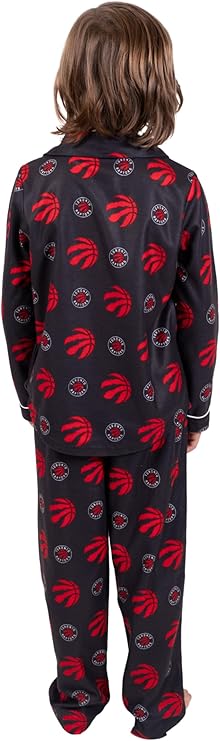 Ultra Game NBA Official Youth 2-Piece Super Soft Button Down Pajamas Set, Toronto Raptors, Boys Sizes|Toronto Raptors