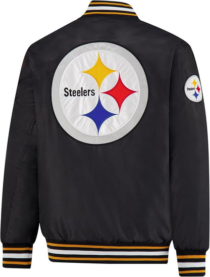 Ultra Game NFL Official Adults Supreme Satin Heritage Jacket, Pittsburgh Steelers, Supreme Satin|Pittsburgh Steelers