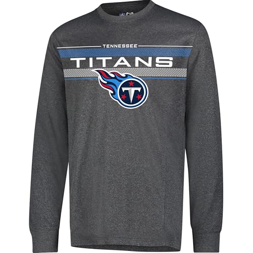 Ultra Game NFL Official Adults Super Soft Game Day Long Sleeve T-Shirt - Unisex, Tennessee Titans, Heather Charcoal 24|Tennessee Titans