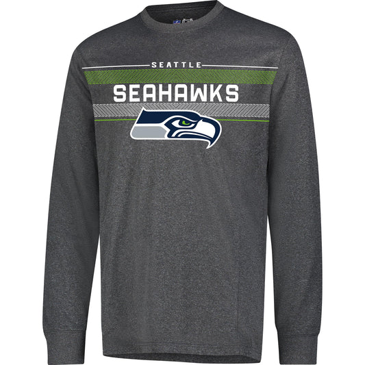 Ultra Game NFL Official Adults Super Soft Game Day Long Sleeve T-Shirt - Unisex, Seattle Seahawks, Heather Charcoal 24|Seattle Seahawks