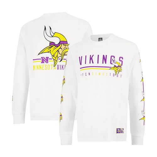 Ultra Game NFL Official Adults Super Soft Supreme Long Sleeve T-Shirt - Unisex, Minnesota Vikings, White|Minnesota Vikings