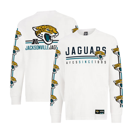 Ultra Game NFL Official Adults Super Soft Supreme Long Sleeve T-Shirt - Unisex, Jacksonville Jaguars, White|Jacksonville Jaguars