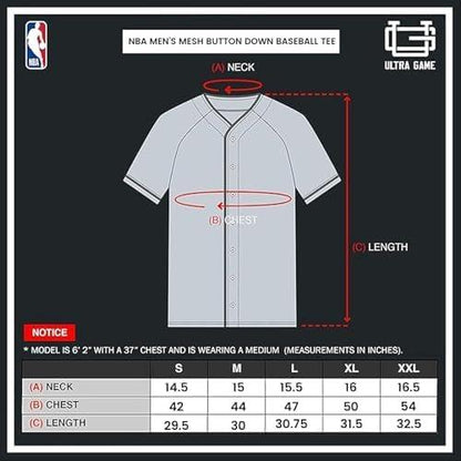 Ultra Game NBA Chicago Bulls Men's Mesh Button Down Baseball T-Shirt|Chicago Bulls - UltraGameShop