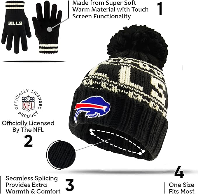 NFL Official Youth Super Soft Cable Knit Winter Beanie Knit Hat with Extra Warm Touch Screen Gloves|Pittsburgh Steelers