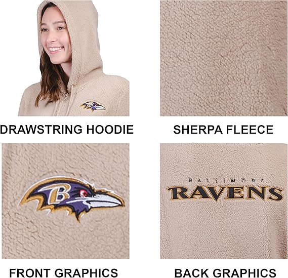 NFL Official Women's Super Soft Sherpa Full Zip Hoodie Sweatshirt Jacket|Green Bay Packers