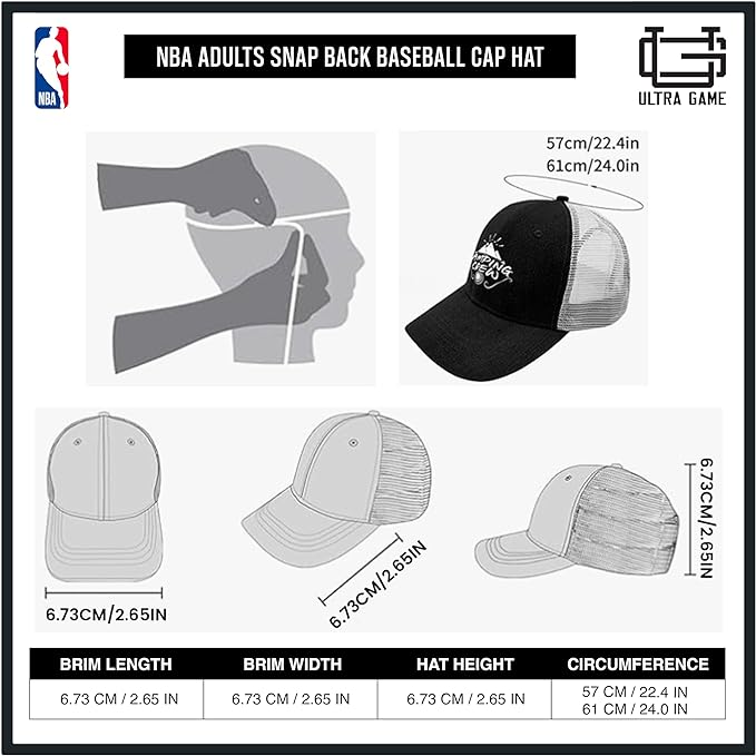 Ultra Game NBA Official Men’s Twill Snap Back Ultimate Baseball Cap Hat - Unisex, Denver Nuggets, Black, 1SIZE|Denver Nuggets