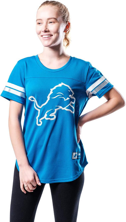 NFL Official Women's Super Soft Mesh Jersey T-Shirt|Detroit Lions