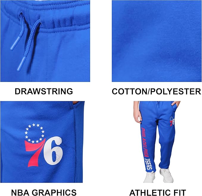 Ultra Game Youth's NBA Official Super Soft Game Day Jogger Sweatpants, Philadelphia 76ers, Team Color|Philadelphia 76ers