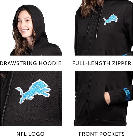 Ultra Game NFL Detroit Lions Official Women's Full Zip Marl Knit Hoodie Sweatshirt Jacket|Detroit Lions