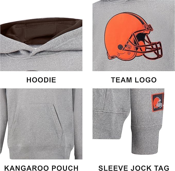 Ultra Game NFL Official Youth Super Soft Hoodie Sweatshirt Pullover - Warm Polyester Blend Cleveland Browns|Cleveland Browns