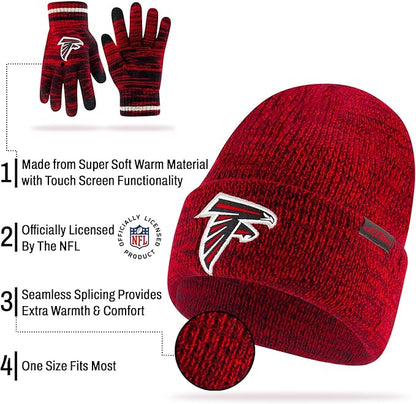 Ultra Game Youth NFL Official Super Soft Marl Knit Winter Beanie Knit Hat with Extra Warm Touch Screen Gloves|Miami Dolphins