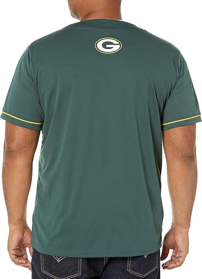 NFL Official Adults Game Day Button Down Baseball Mesh Jersey Shirt - Unisex|Green Bay Packers